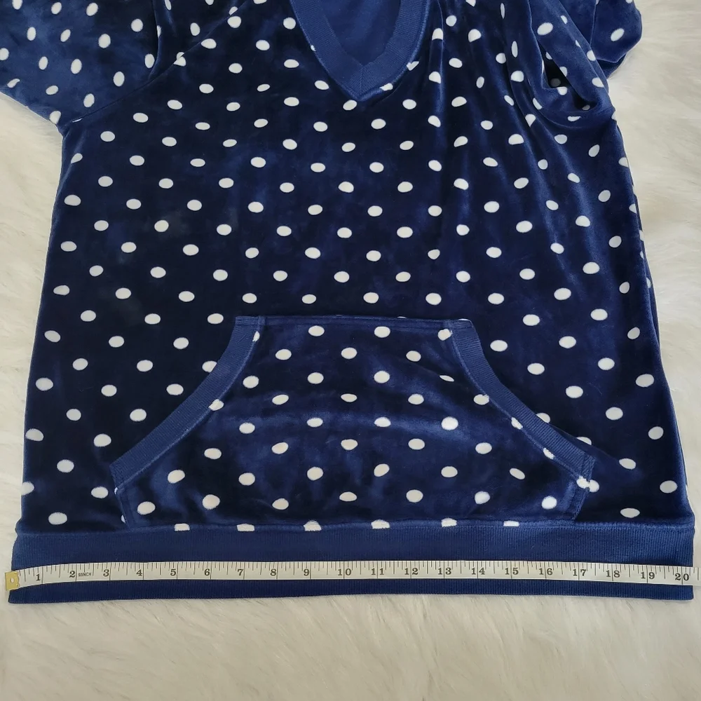 Jenni Intimates Polka Dot Velour Lounge Wear Set Hoodie & Pant Set L EUC Navy - Picture 11 of 16